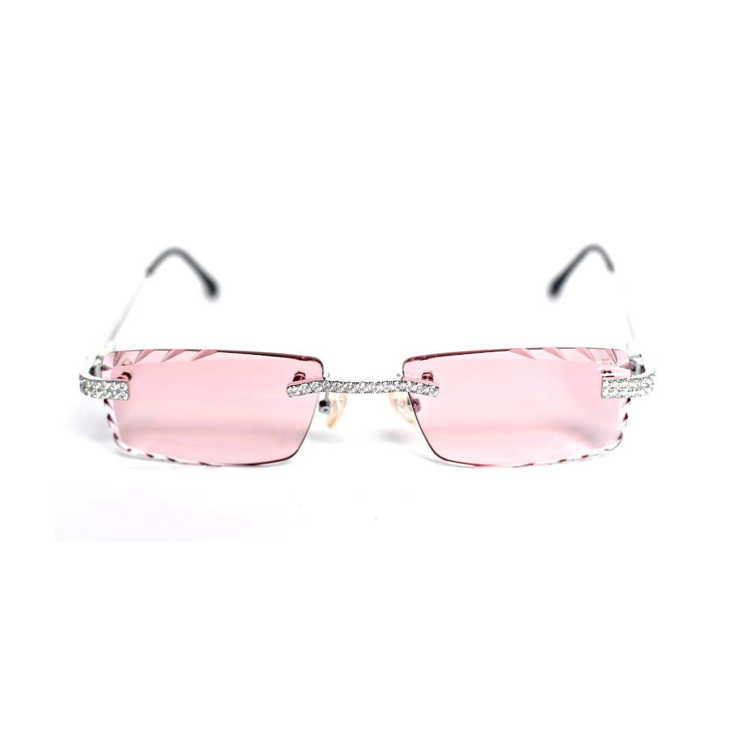 pd- Grapefruit Pink Glasses with Diamonds Cut