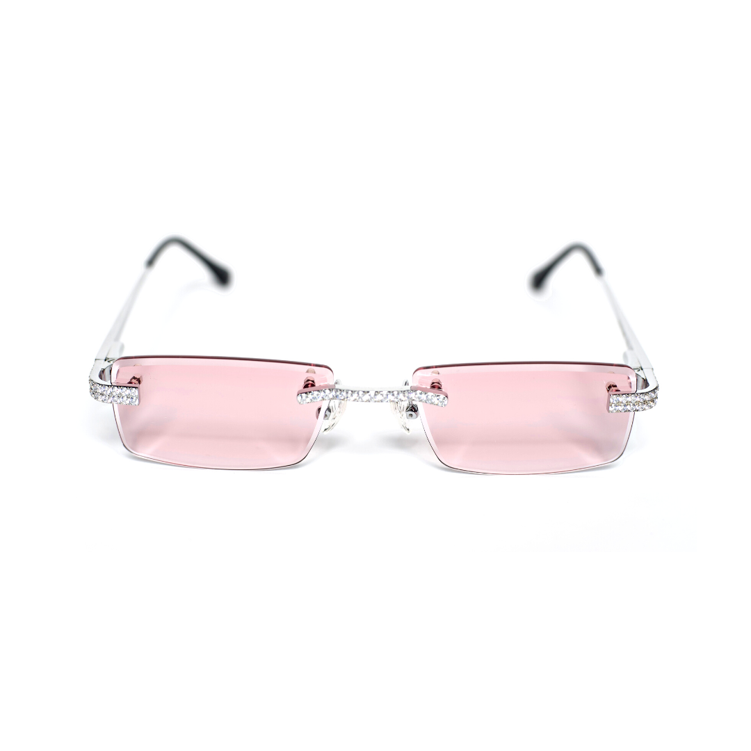 pd- Grapefruit Pink Glasses with Diamonds