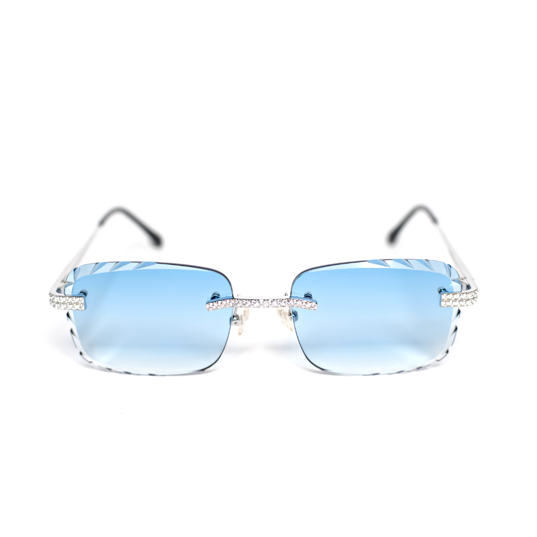 pd- Blue Glasses with Diamonds Cut